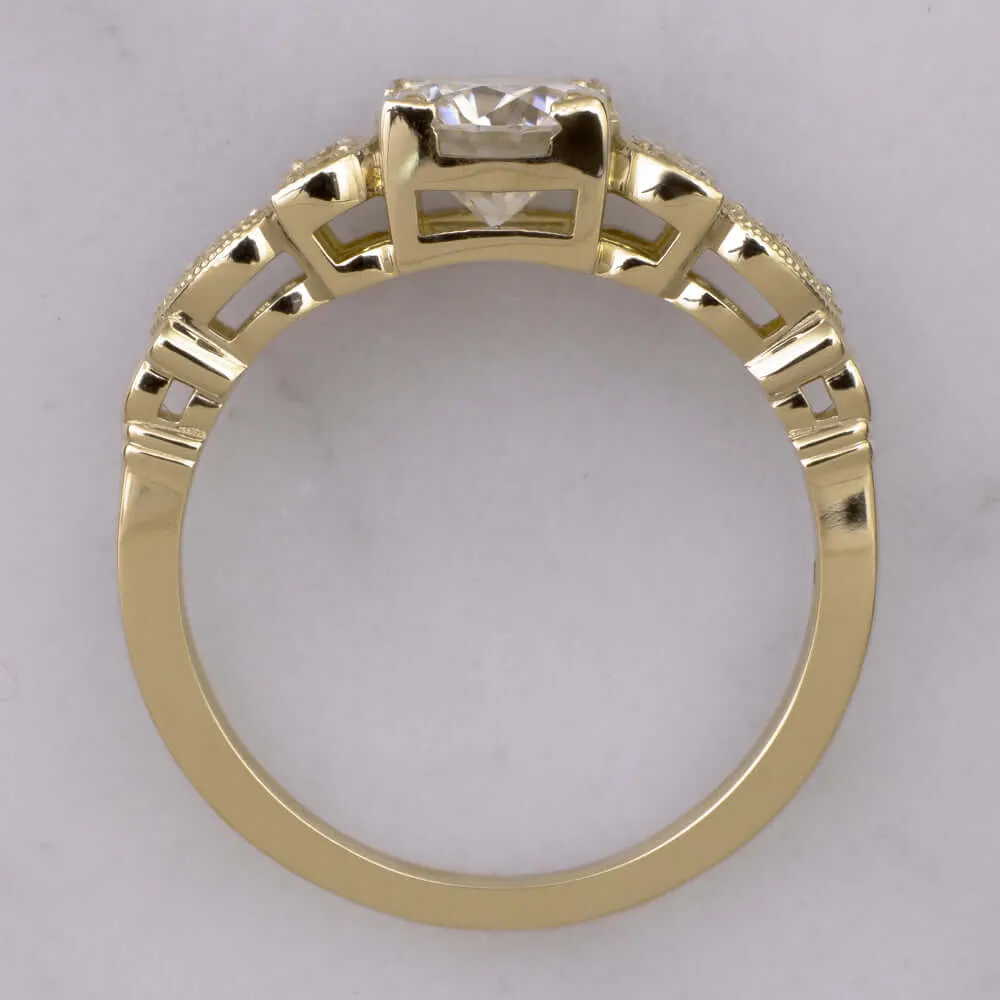 1.06ct O-P VS2 VINTAGE STYLE ROUND DIAMOND ENGAGEMENT RING GOLD NATURAL 1ct