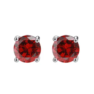 10k White Gold Plated 1 Ct Round Created Ruby Sapphire Stud Earrings