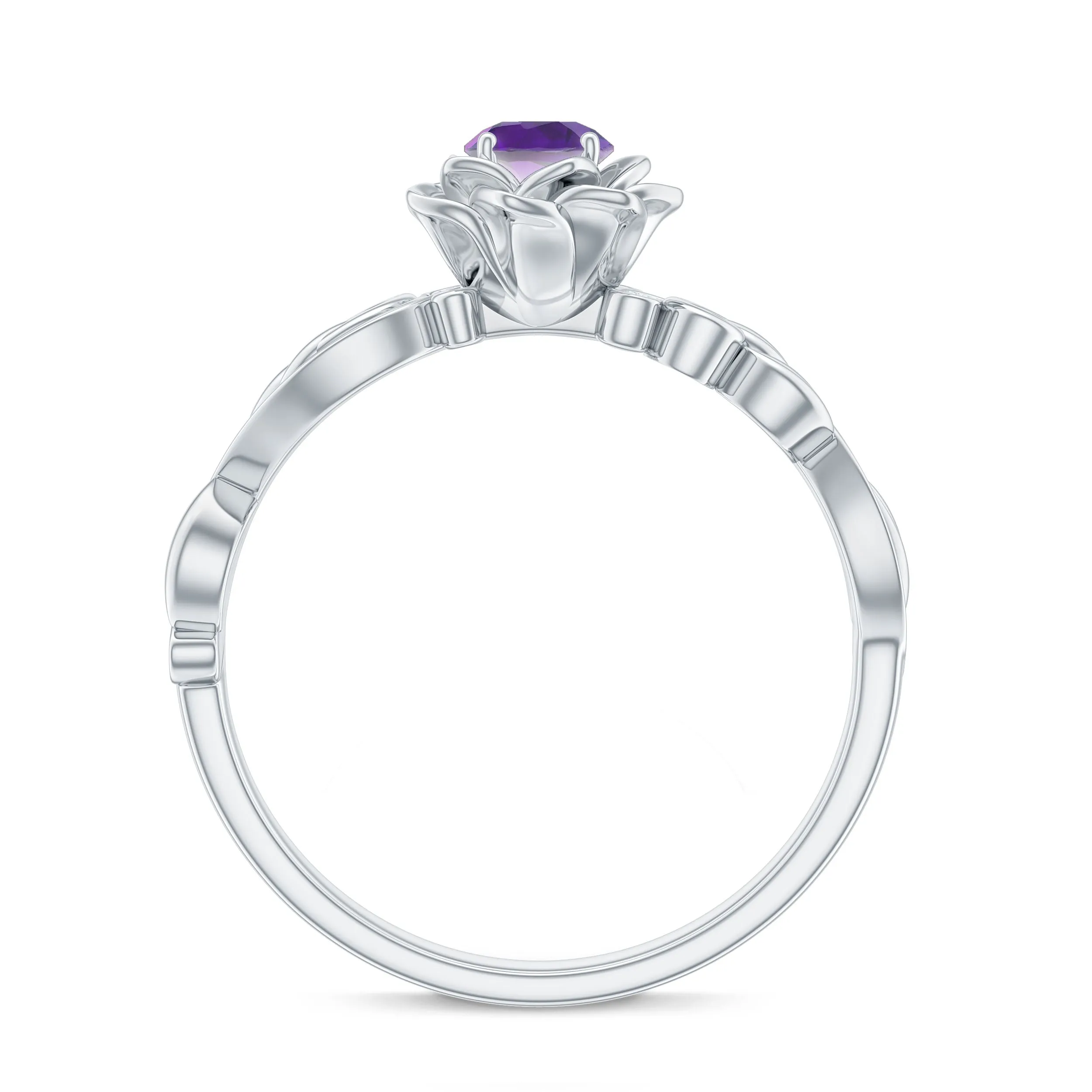 1/2 CT Floral Inspired Amethyst and Diamond Engagement Ring