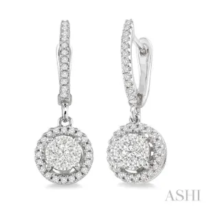 1/2 Ctw Lovebright Round Cut Diamond Earrings in 14K White Gold