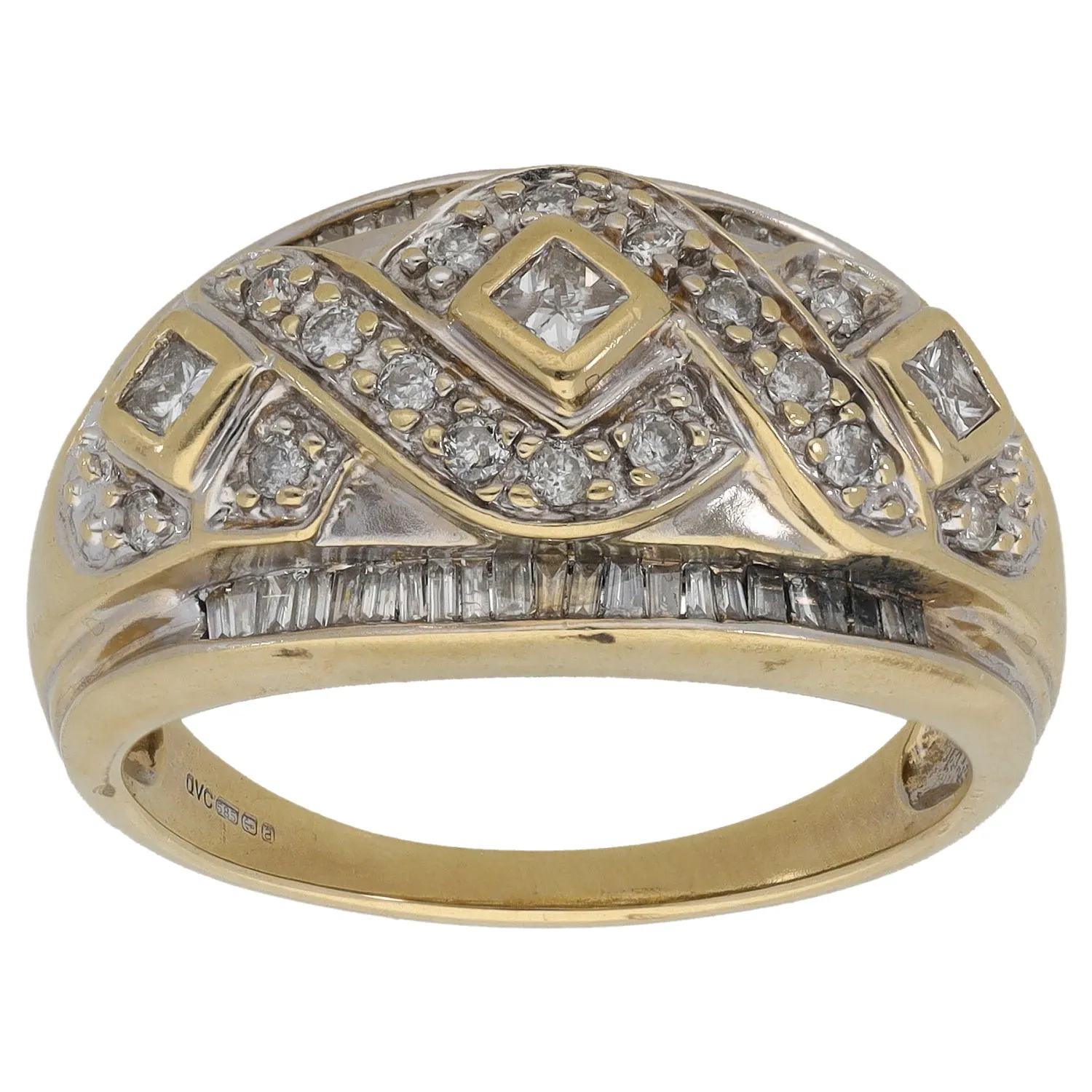 14ct Gold 0.82ct Diamond Dress/Cocktail Ring Size R