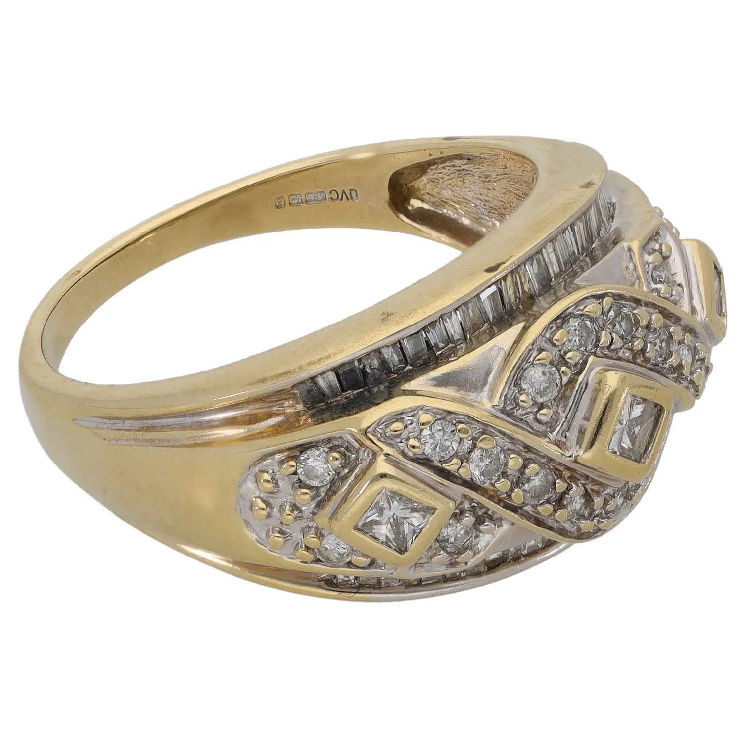 14ct Gold 0.82ct Diamond Dress/Cocktail Ring Size R