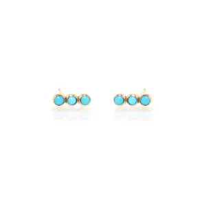 14k 3 Turquoise Bezel Studs