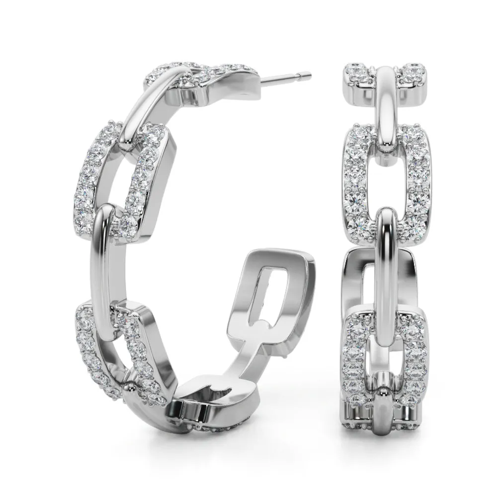 14K Chain Link Diamond Earring