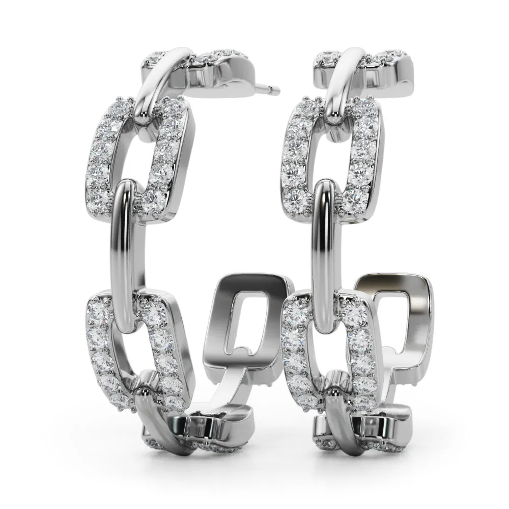 14K Chain Link Diamond Earring