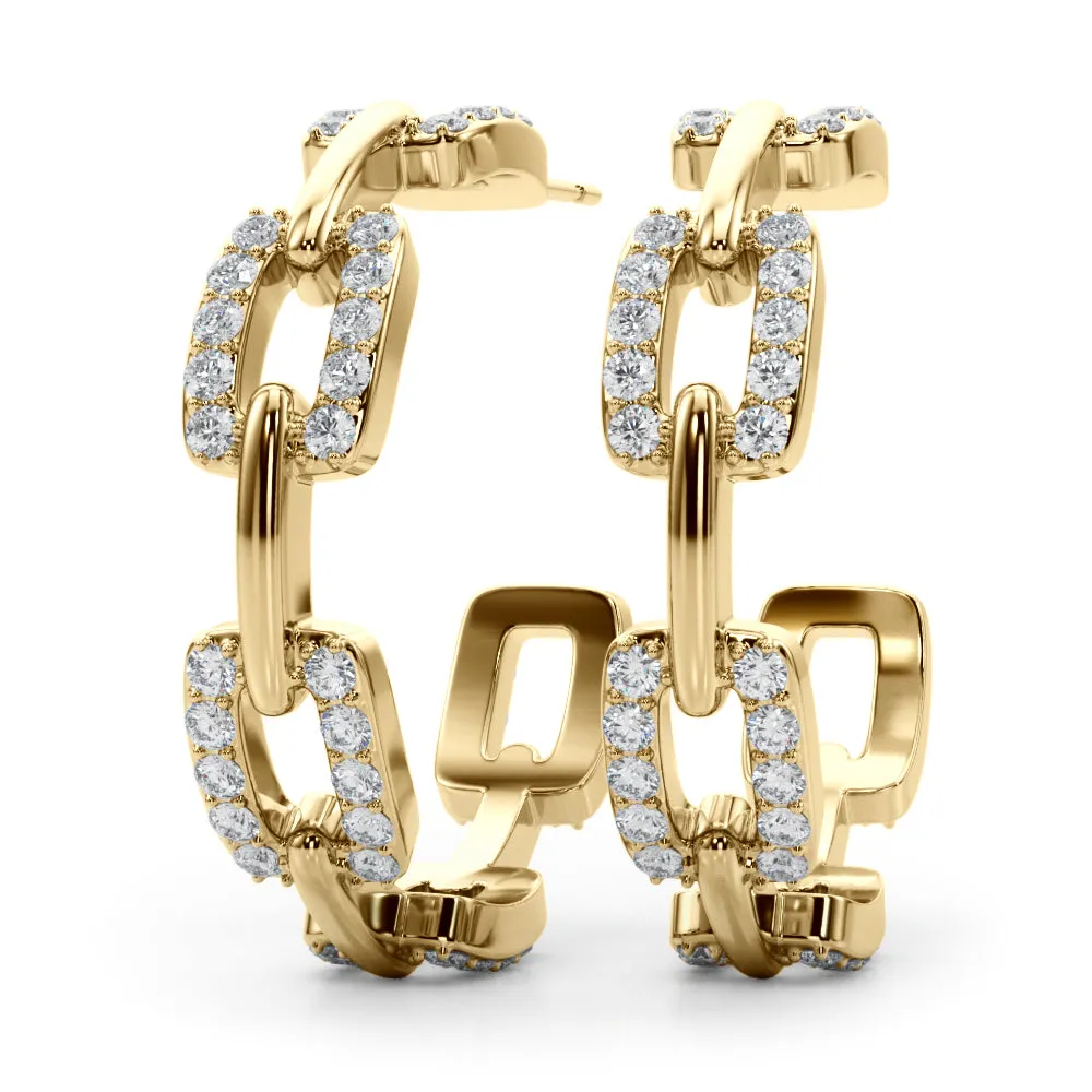 14K Chain Link Diamond Earring