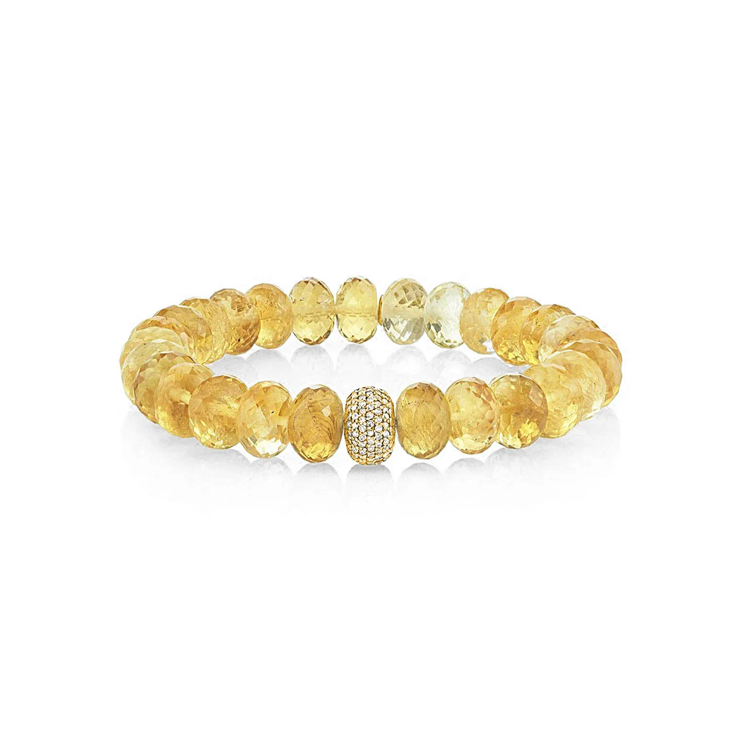 14k Citrine Bead Bracelet with Diamond Donut - 10mm