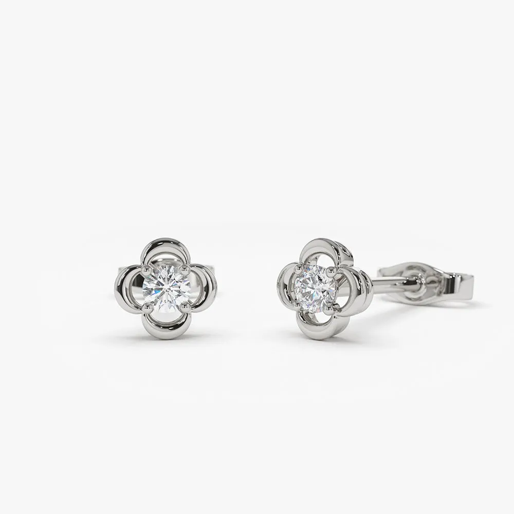 14k  Diamond Clover Earrings