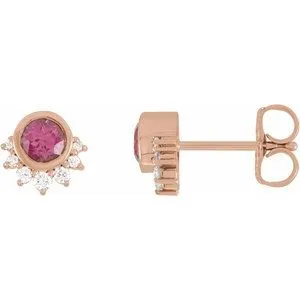 14K Rose Gold Round .08 CTW Natural Diamond Semi-Set Earrings