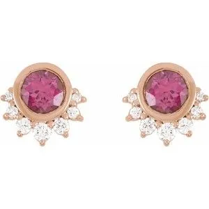 14K Rose Gold Round .08 CTW Natural Diamond Semi-Set Earrings