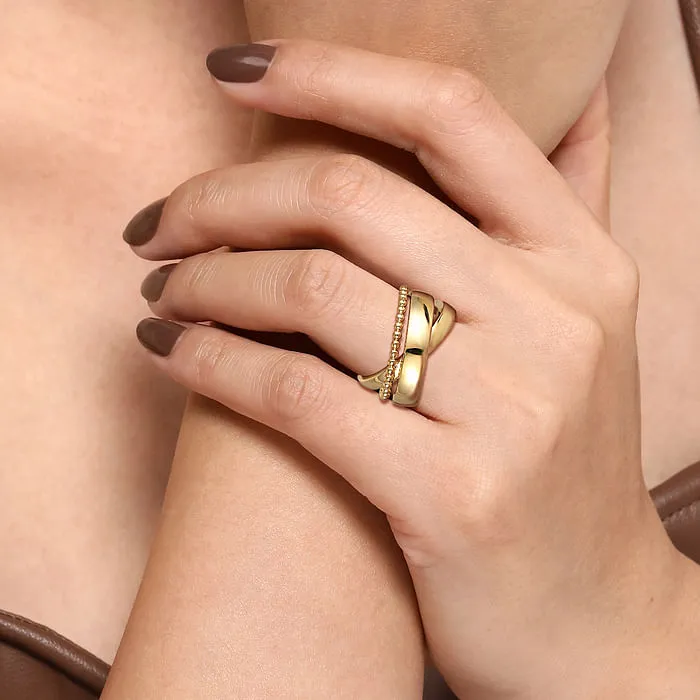 14K Yellow Gold Bujukan Criss Cross Ring