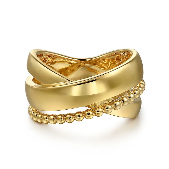 14K Yellow Gold Bujukan Criss Cross Ring