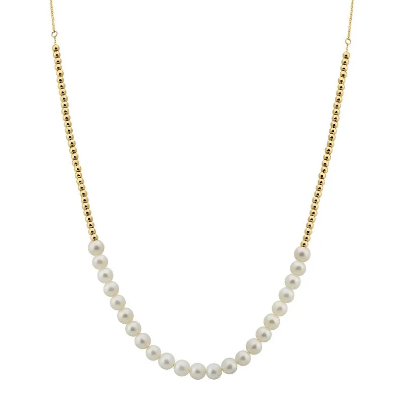 14k Yellow Gold Pearl Necklace