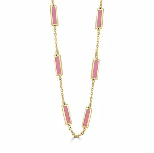 14K Yellow Pink Mother of Pearl 18 inch Necklace