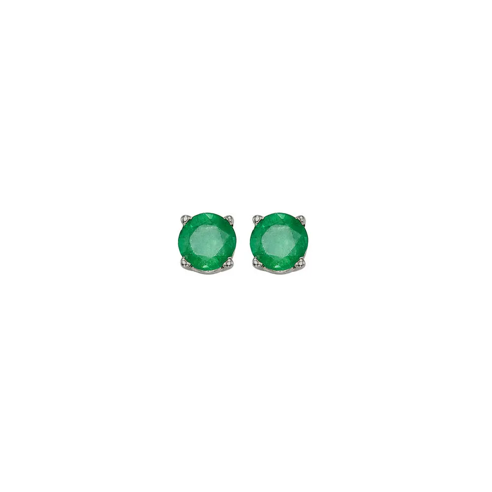 14Kt White Gold Emerald 1/2Ctw Earring