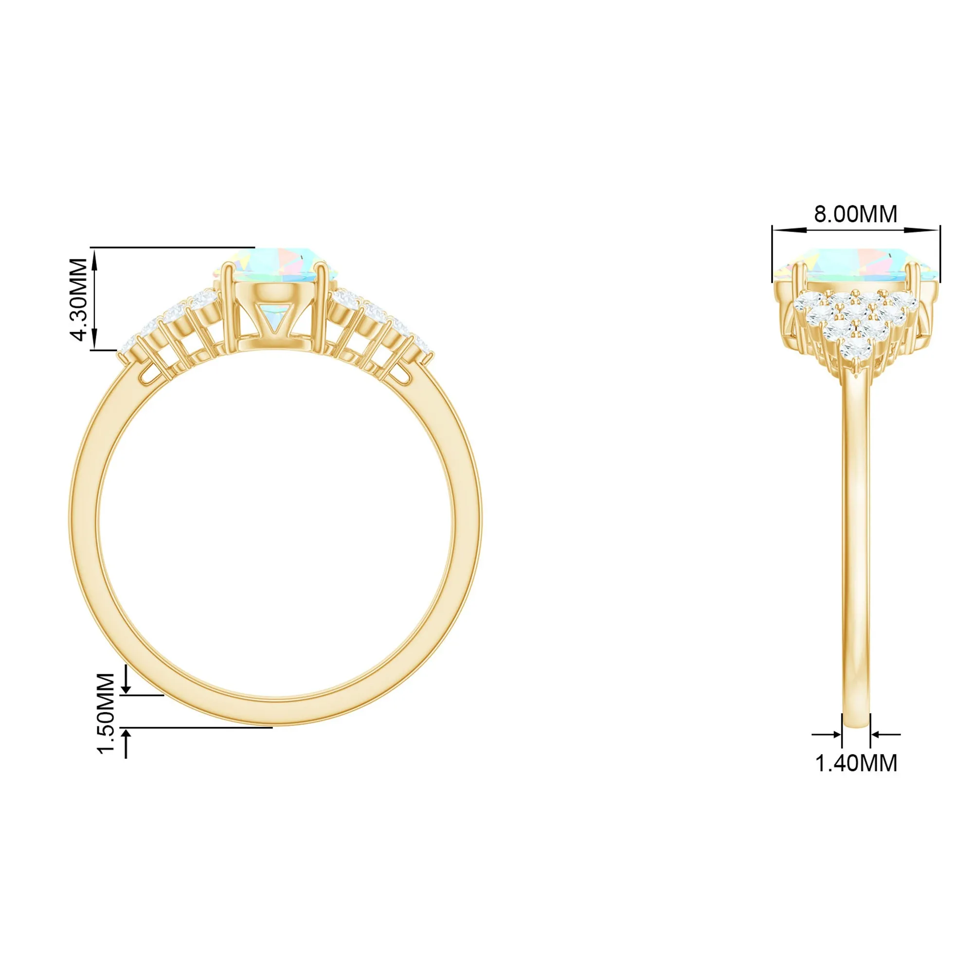 1.75 CT Oval Cut Ethiopian Opal Solitaire Ring with Diamond Accent