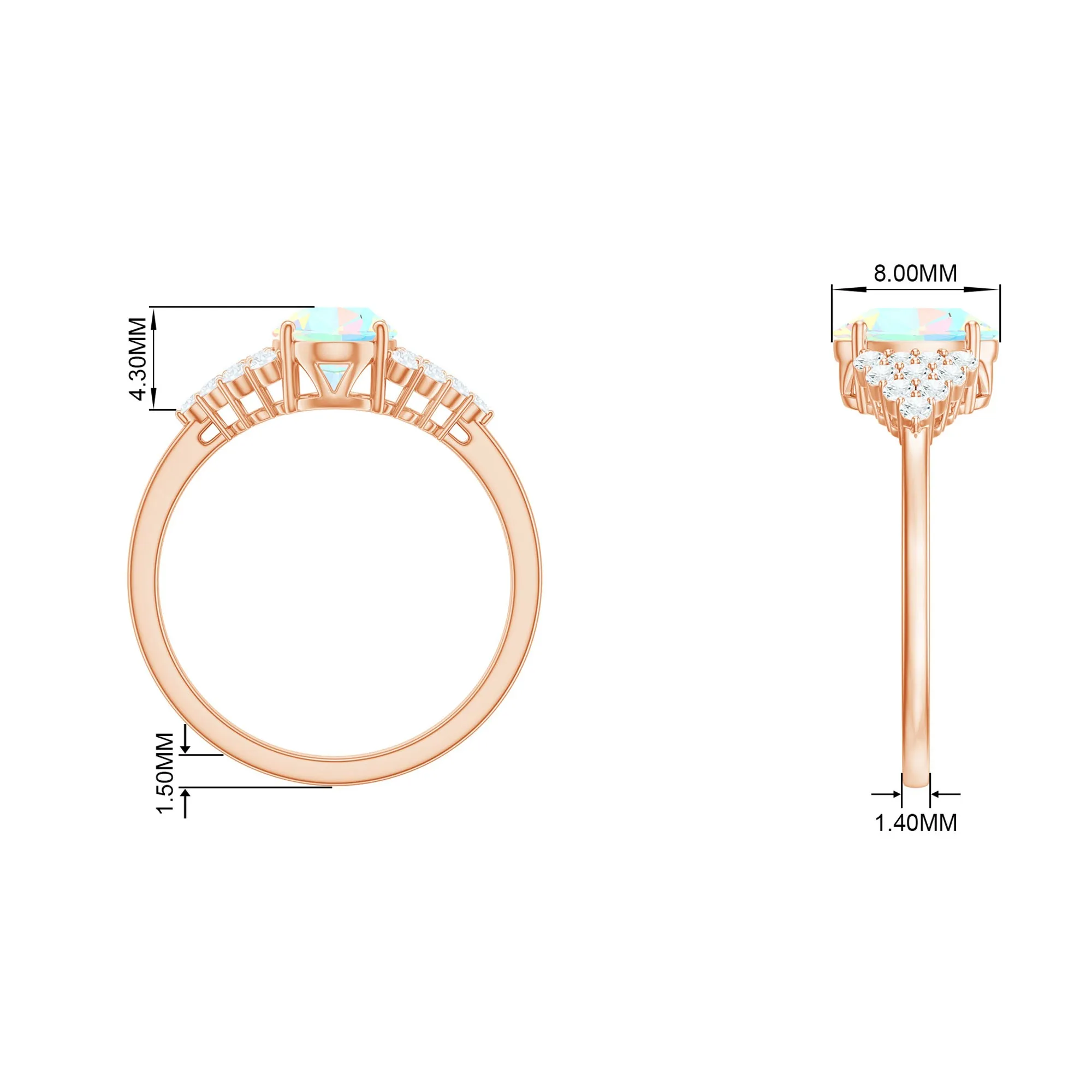 1.75 CT Oval Cut Ethiopian Opal Solitaire Ring with Diamond Accent