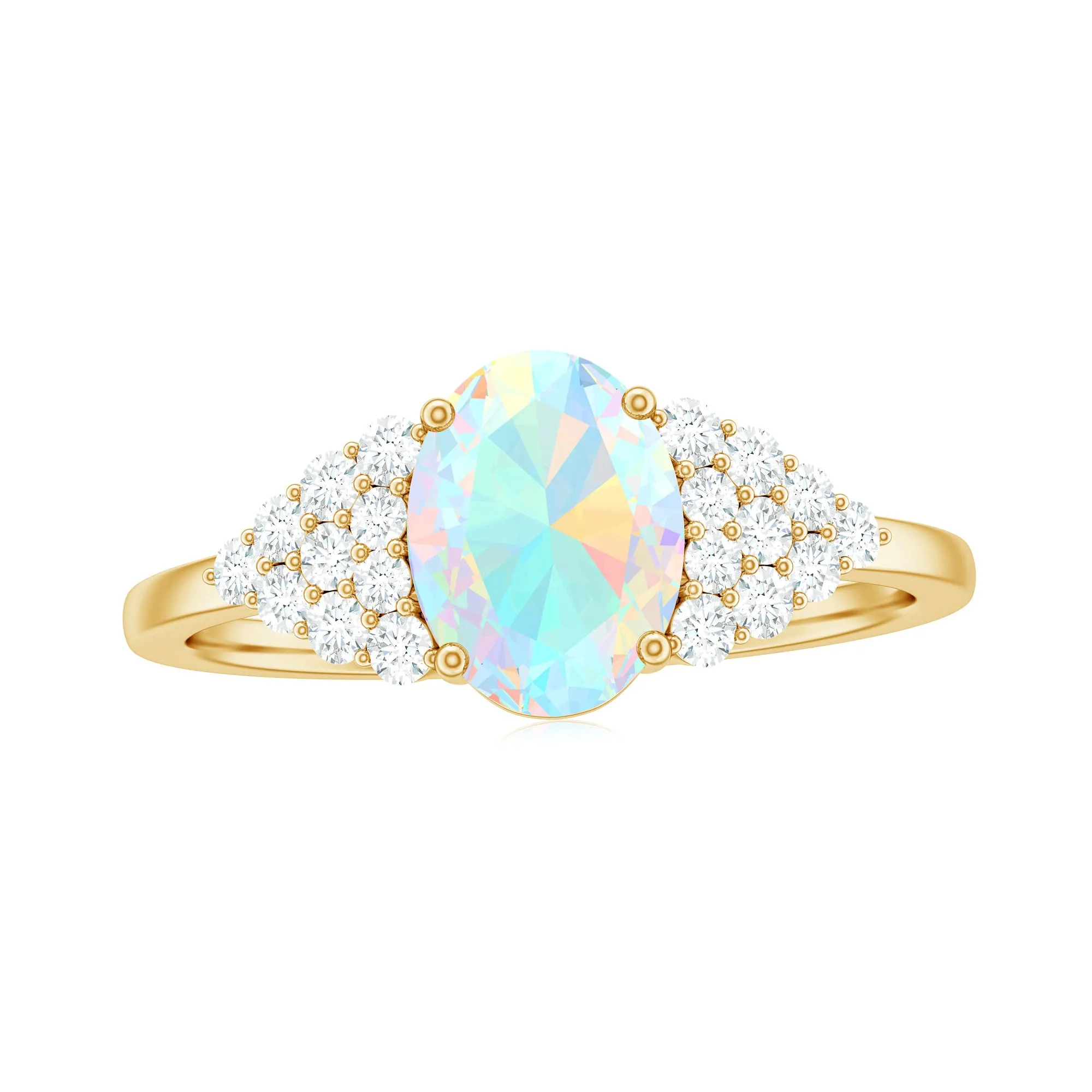 1.75 CT Oval Cut Ethiopian Opal Solitaire Ring with Diamond Accent