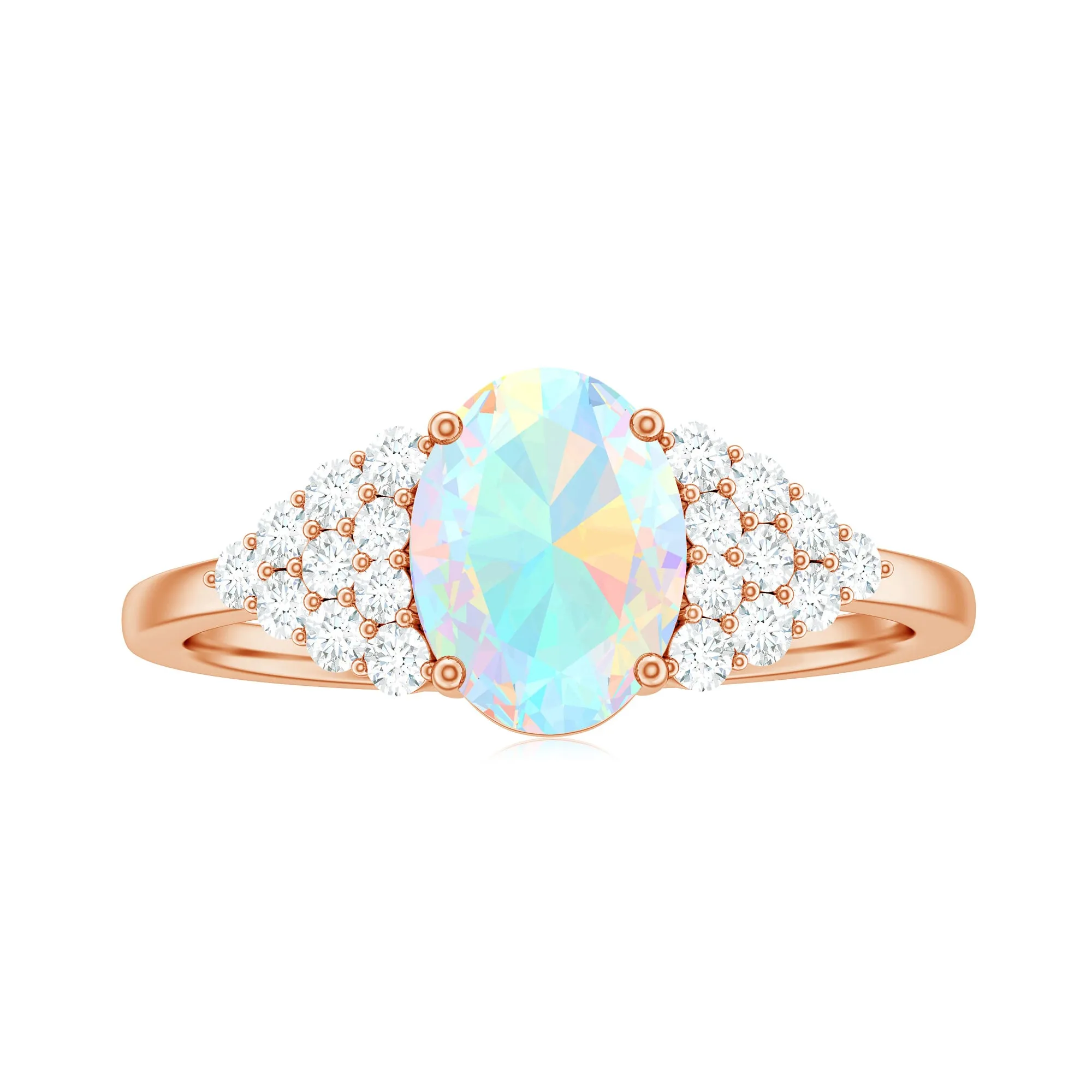 1.75 CT Oval Cut Ethiopian Opal Solitaire Ring with Diamond Accent