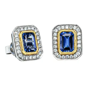 18ct White Gold & 18ct Yellow Gold Tanzanite & Diamond Earrings