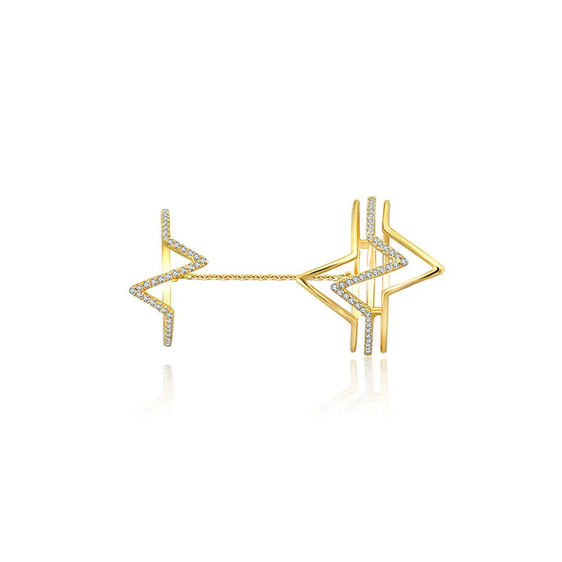 18k Gold Zigzag Connection Diamond Ring