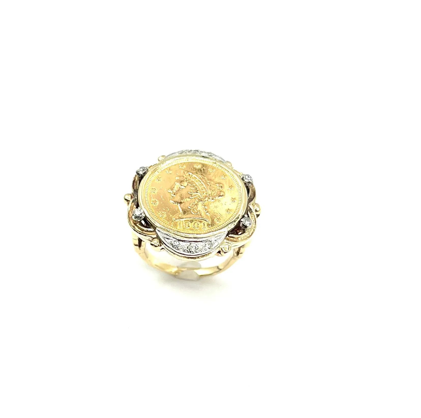 1901 Liberty 2 1/2 Dollar Coin Ring