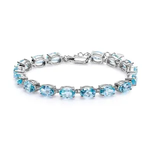 25.26 Ctw Natural Sky Blue Topaz Tennis Bracelet