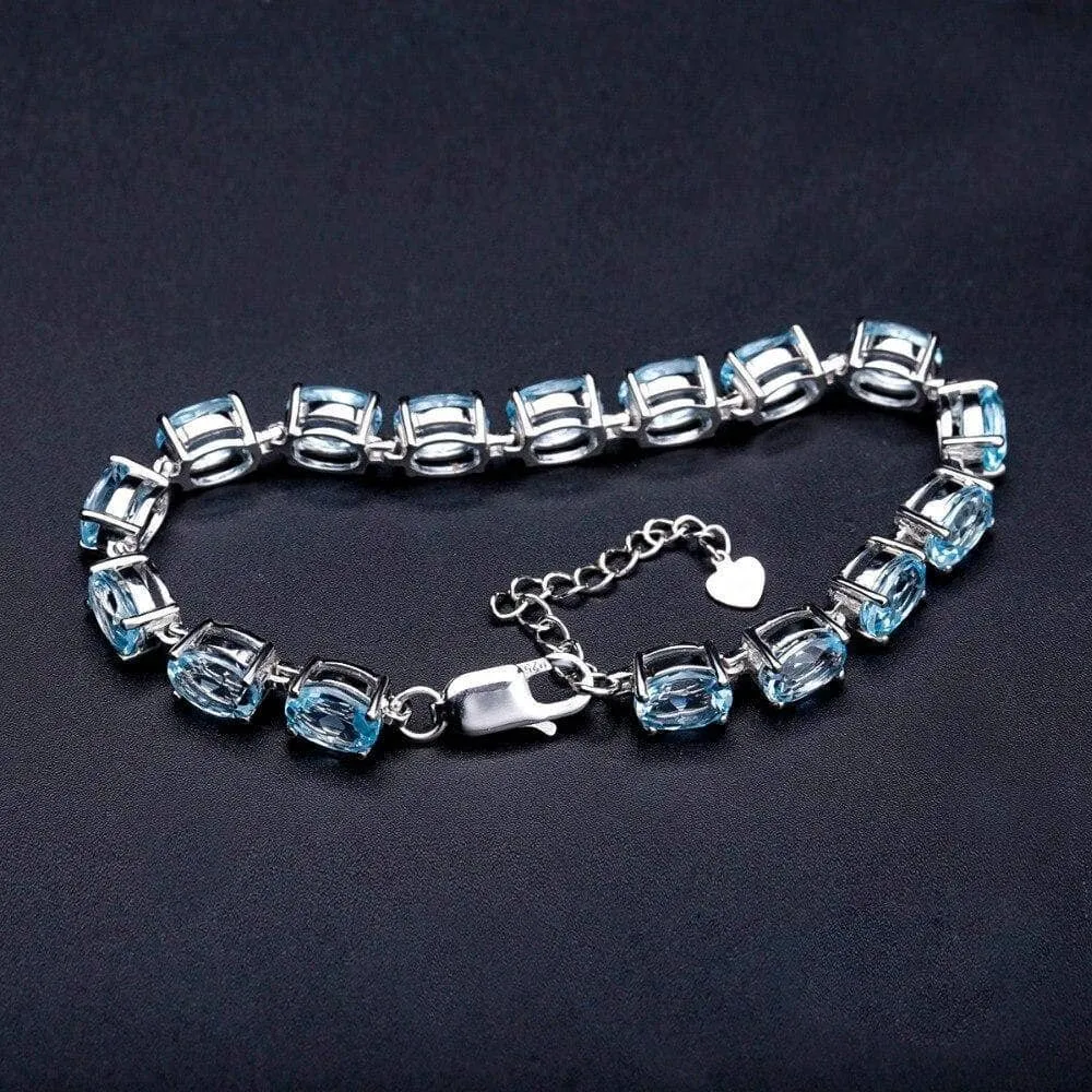 25.26 Ctw Natural Sky Blue Topaz Tennis Bracelet