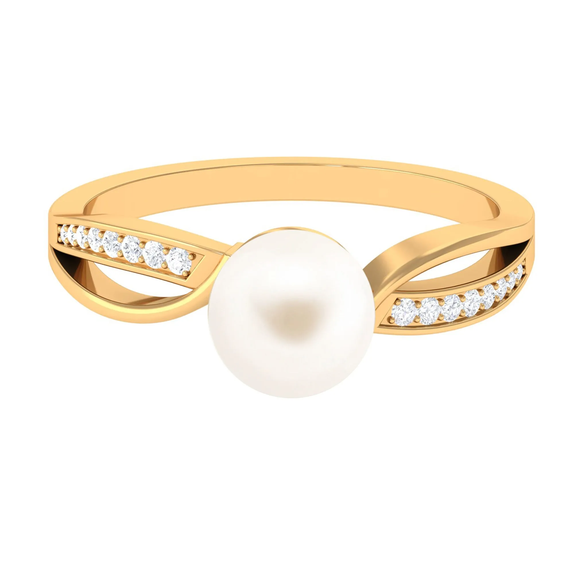 3 CT Freshwater Pearl Solitaire Ring with Diamond Infinity Shank