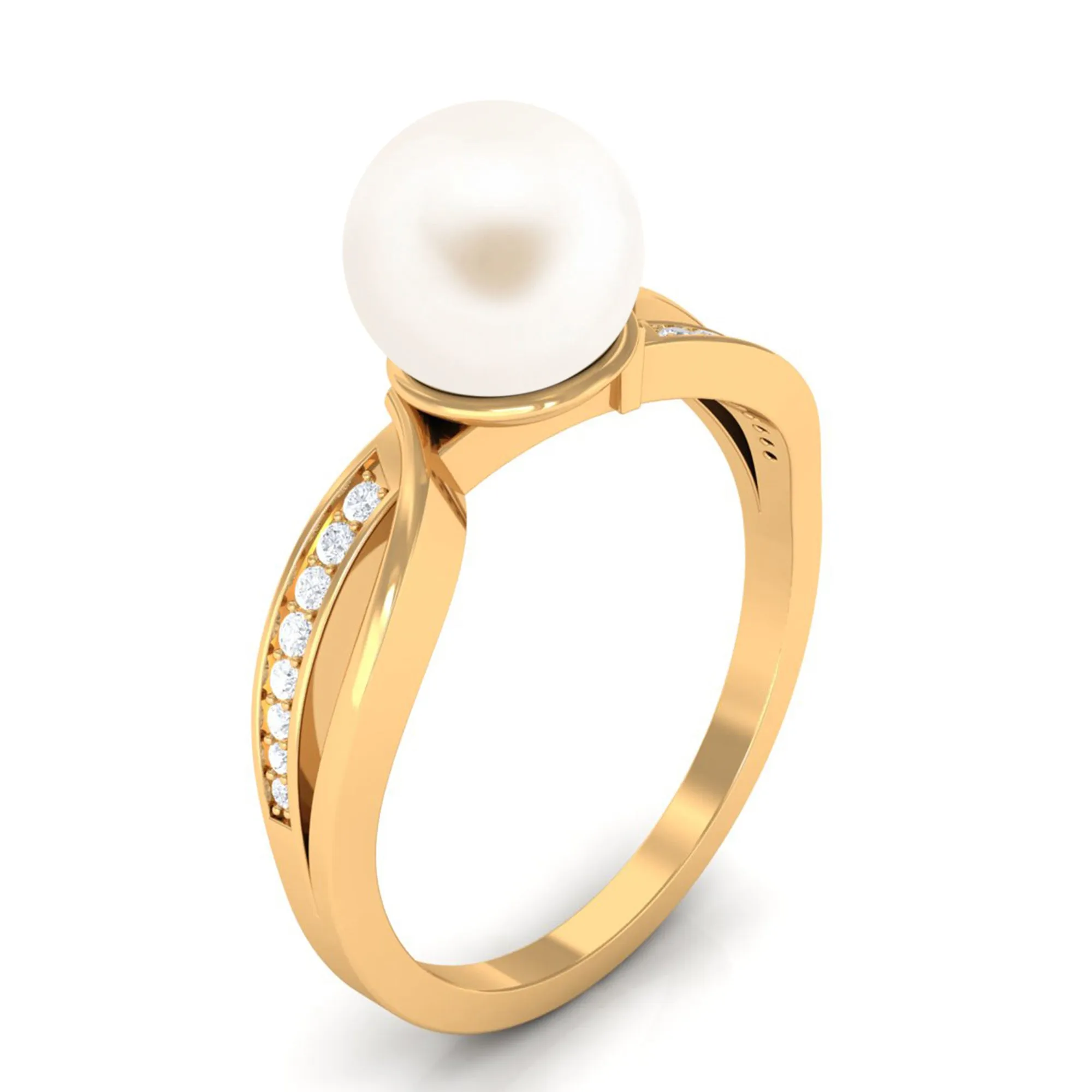 3 CT Freshwater Pearl Solitaire Ring with Diamond Infinity Shank