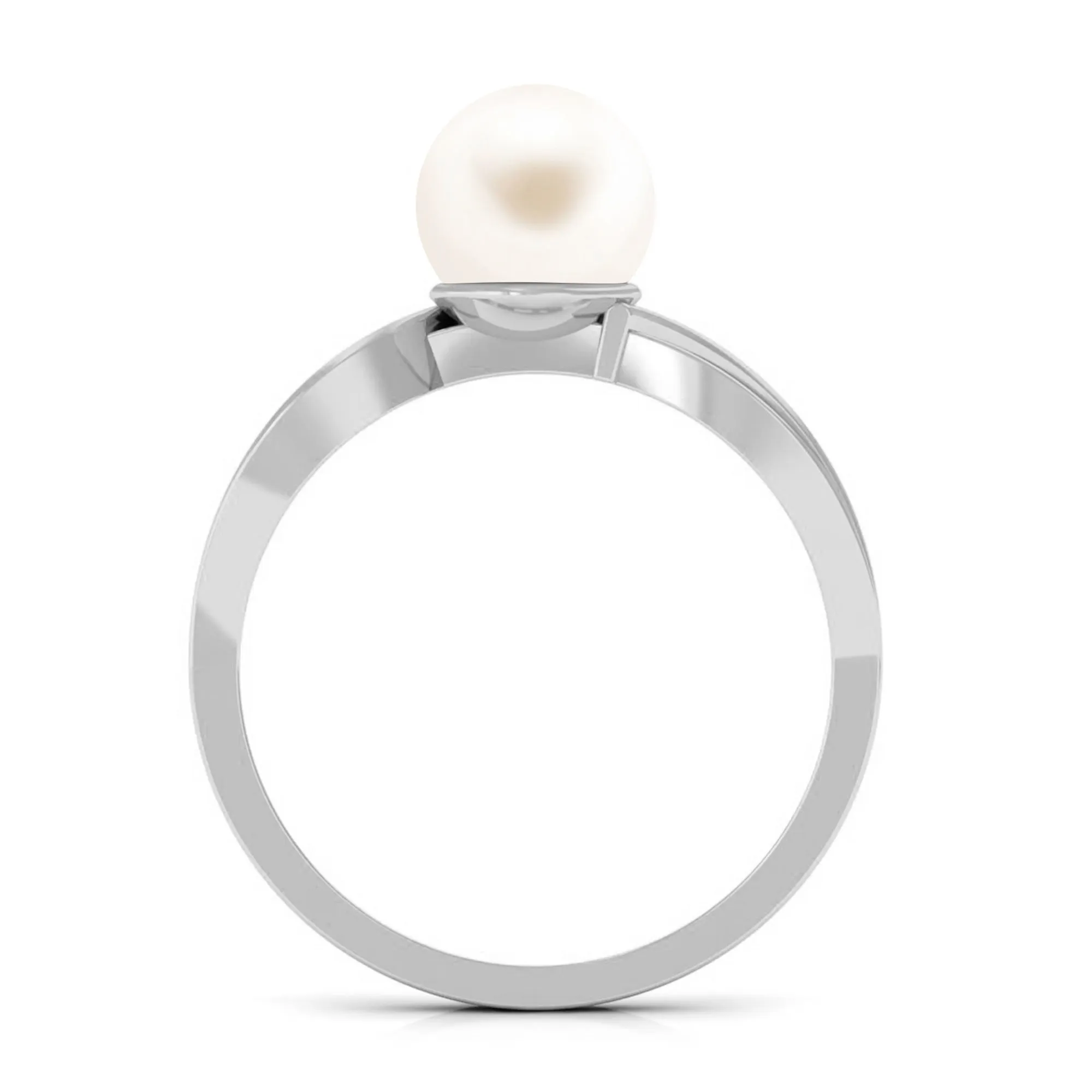 3 CT Freshwater Pearl Solitaire Ring with Diamond Infinity Shank