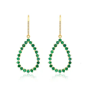 3-Prong Emerald Open Teardrop Earrings