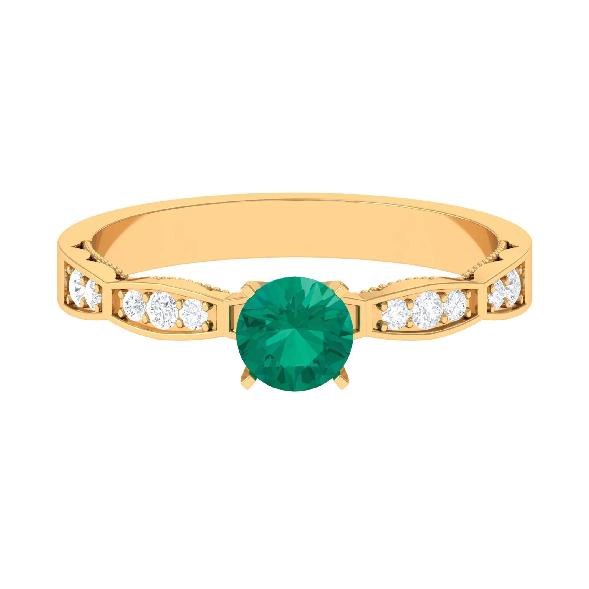 3/4 CT Emerald Solitaire Ring with Diamond