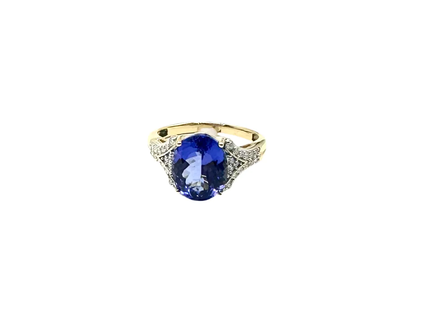 4 Carat Tanzanite 1/2ctw Diamond Ring