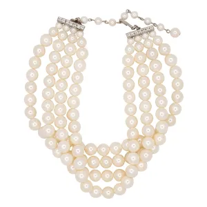 4 Row White Shell Pearl Necklace