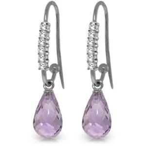 4.68 Carat 14K Solid White Gold Meet Me Somewhere Amethyst Diamond Ear