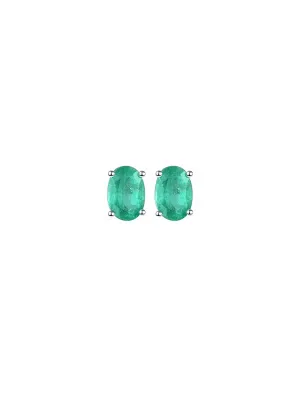 4.81ct Emerald 18K Gold Oval Stud Earrings