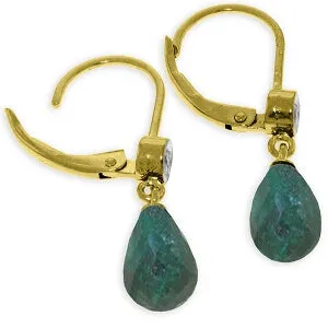 6.63 Carat 14K Solid Yellow Gold Femme Emerald Diamond Earrings