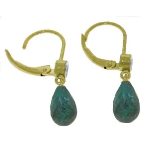 6.63 Carat 14K Solid Yellow Gold Femme Emerald Diamond Earrings