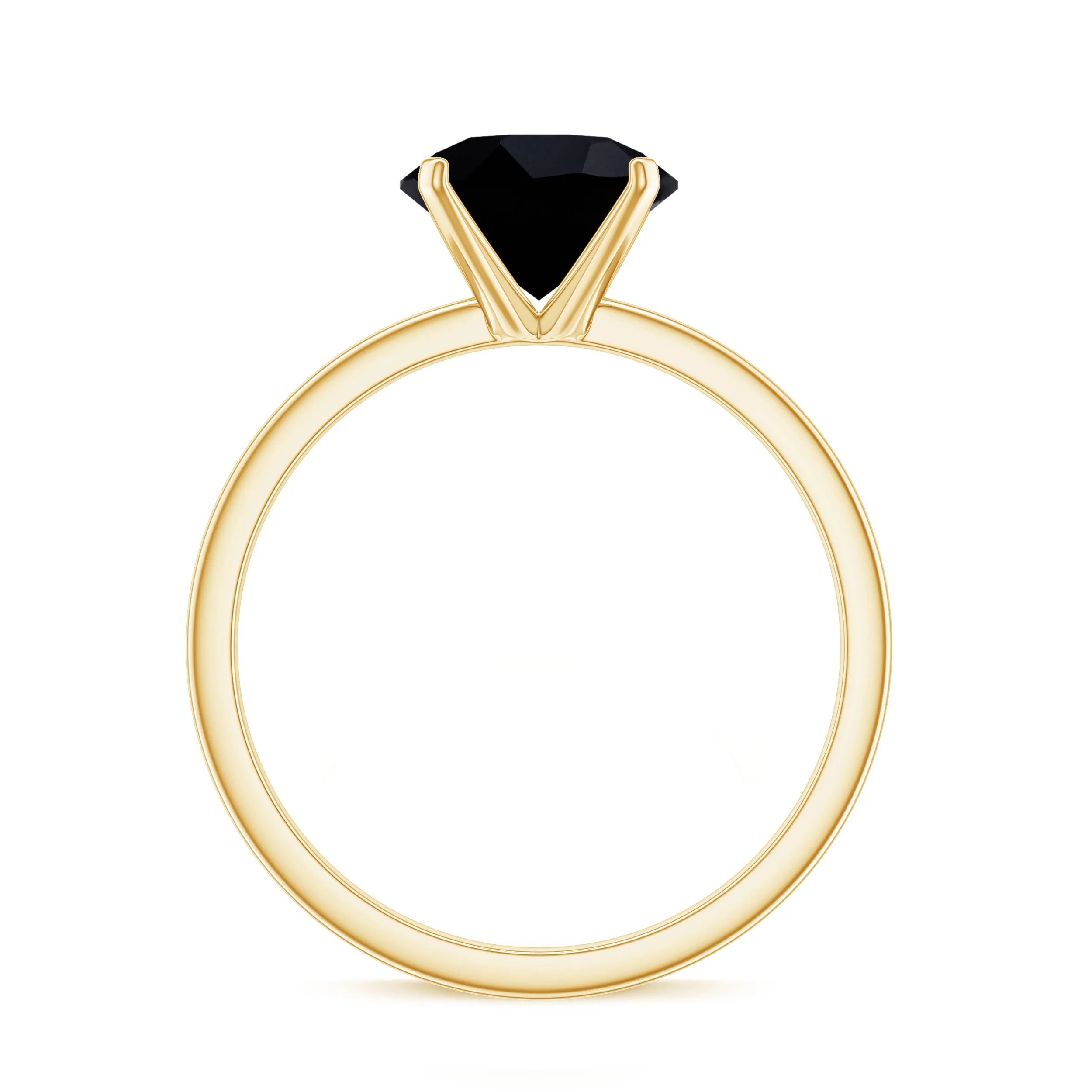 8 MM Black Spinel Solitaire Engagement Ring for Ladies