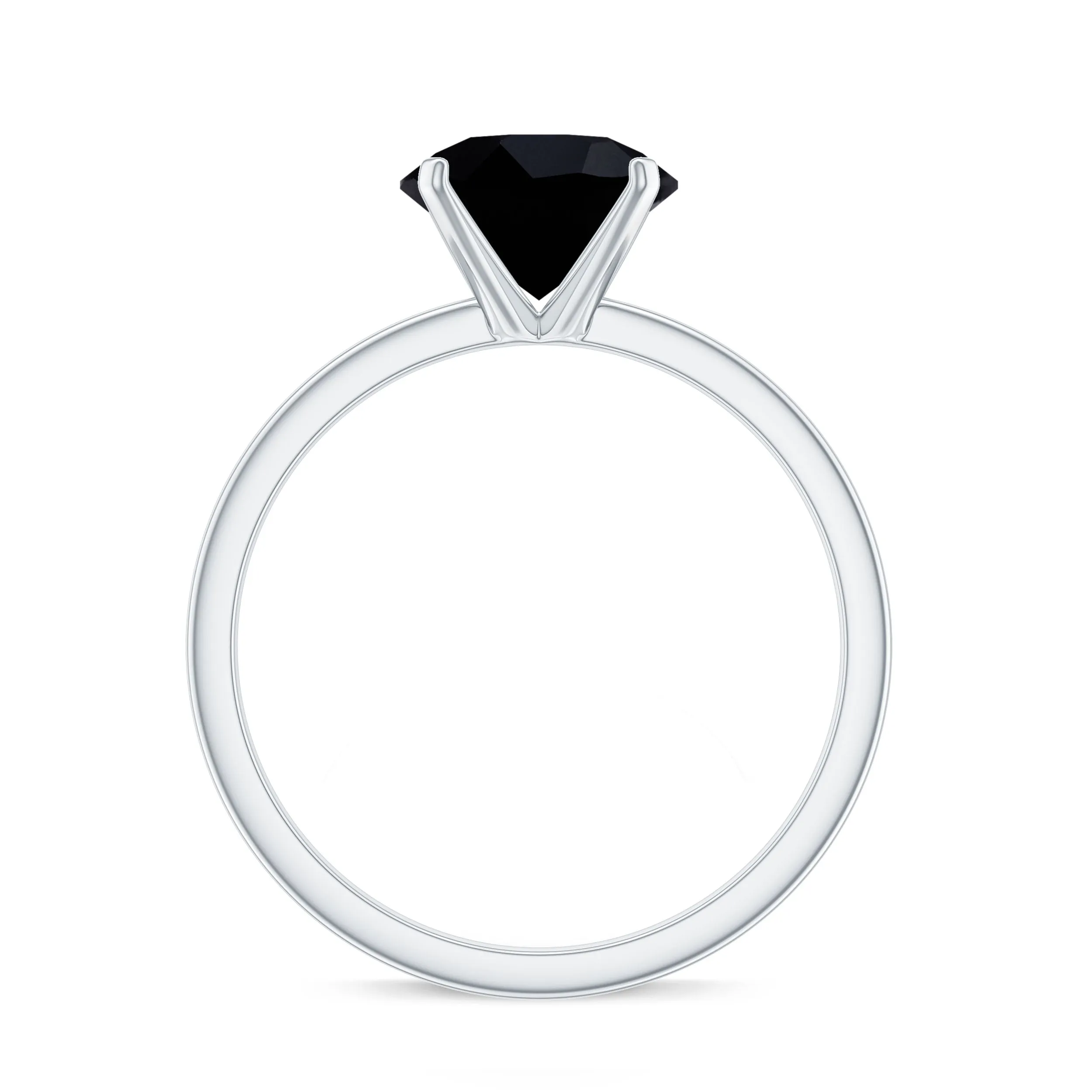 8 MM Black Spinel Solitaire Engagement Ring for Ladies