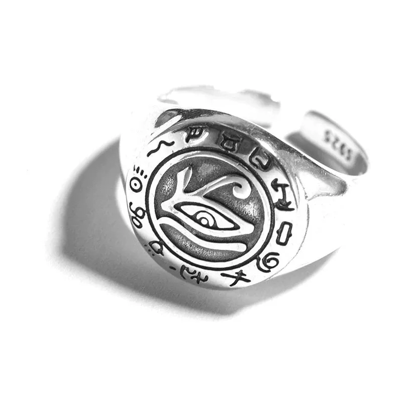 925 Silver Hip-Hop Men's Ring with Striking Horus Eye Design