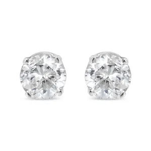 .925 Sterling Silver 1/4 Cttw Round Brilliant-Cut Near Colorless Diamond Classic 4-Prong Stud Earrings (I-J Color, I1-I2 Clarity)