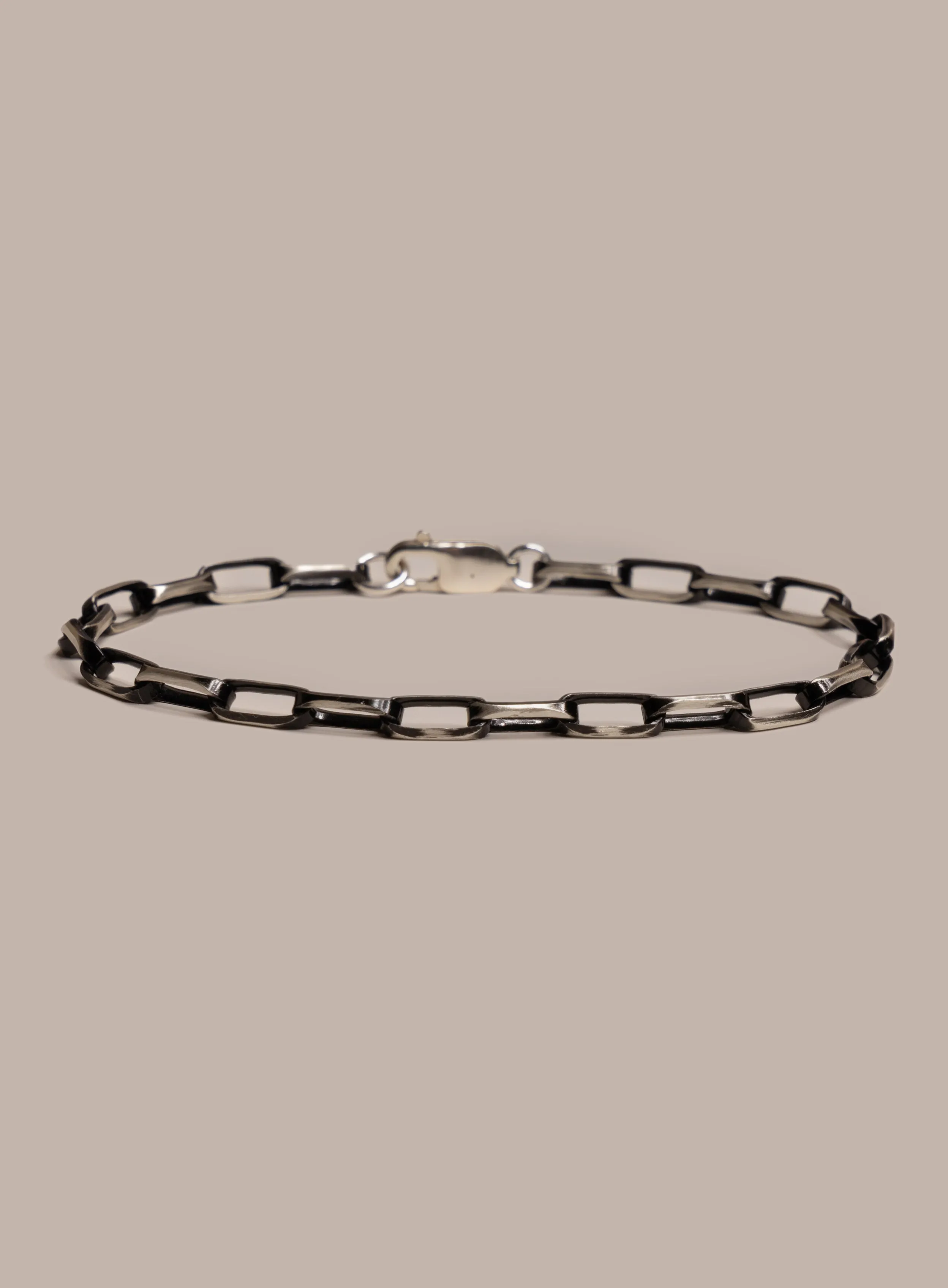 925 Sterling Silver with Black Titanium Combo Chain Bracelet for Men