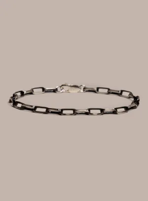 925 Sterling Silver with Black Titanium Combo Chain Bracelet for Men