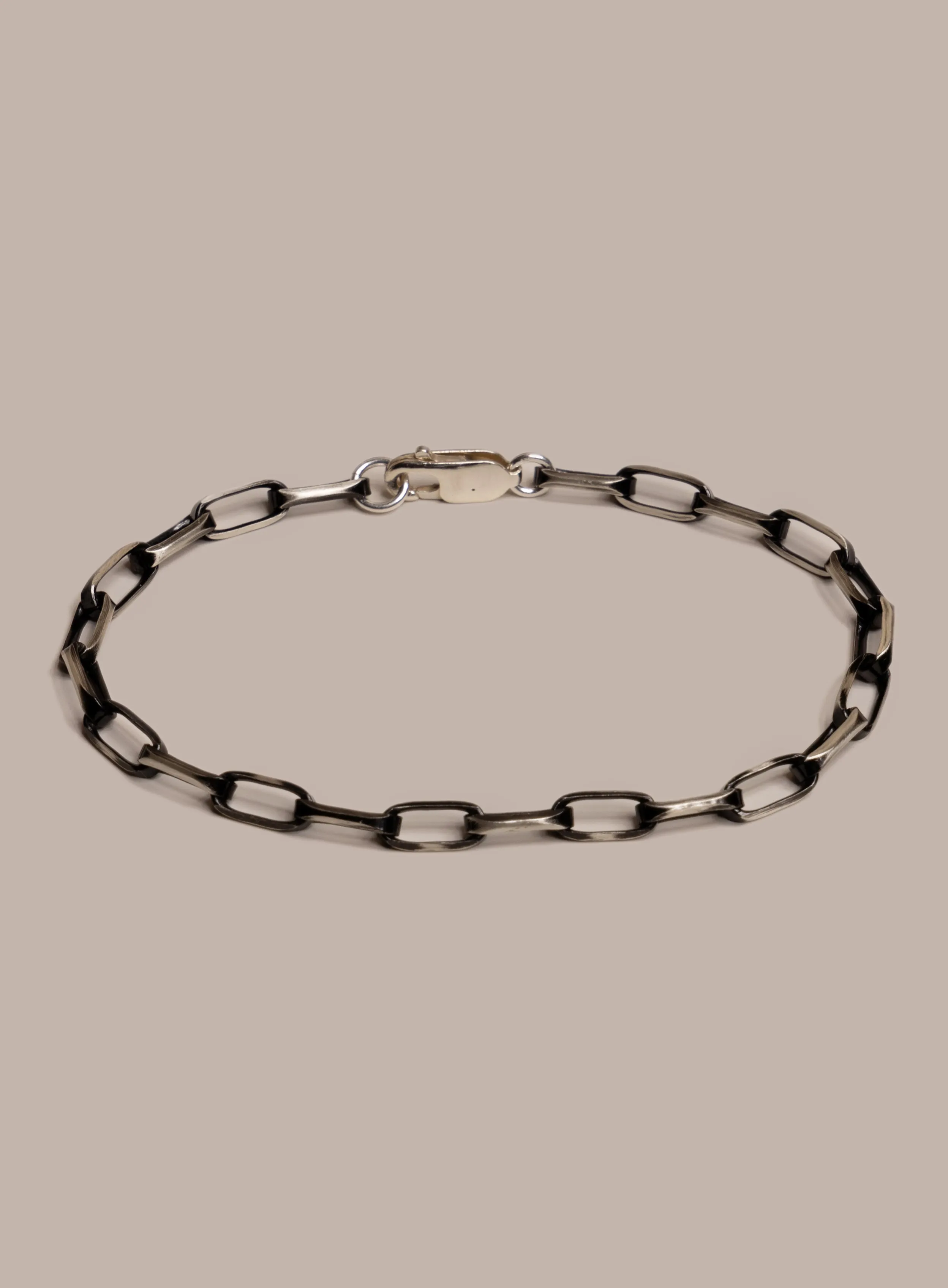 925 Sterling Silver with Black Titanium Combo Chain Bracelet for Men