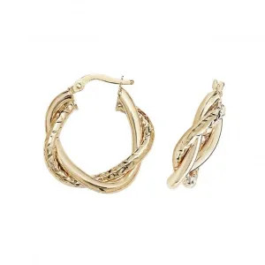 9ct Yellow Gold 60mm Diamond Cut Hoop Earrings ER988