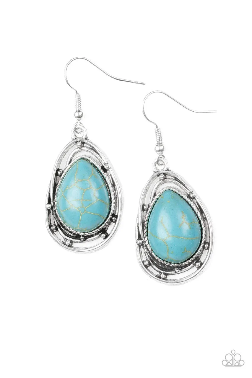 Abstract Anthropology Blue Paparazzi Earrings