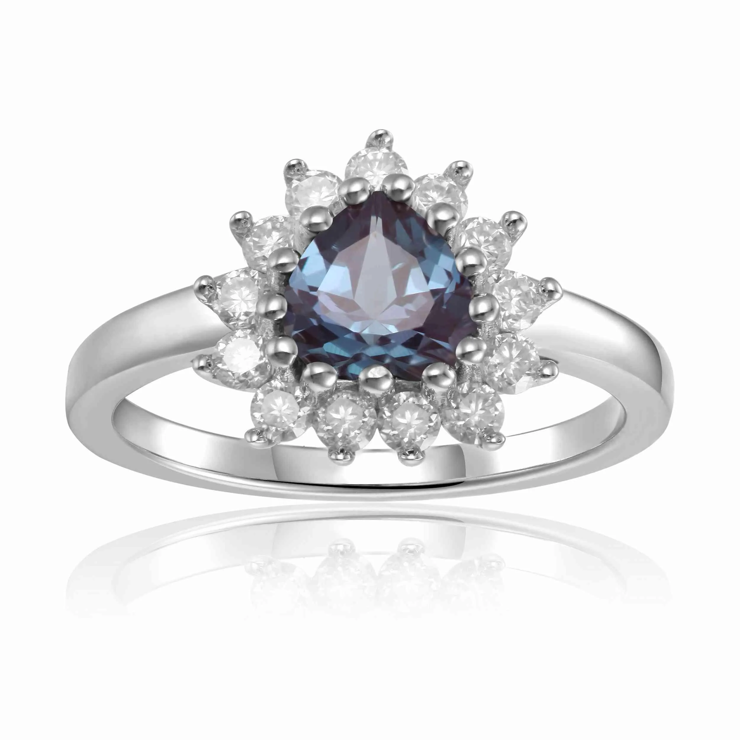 Alexandrite Halo Heart Ring