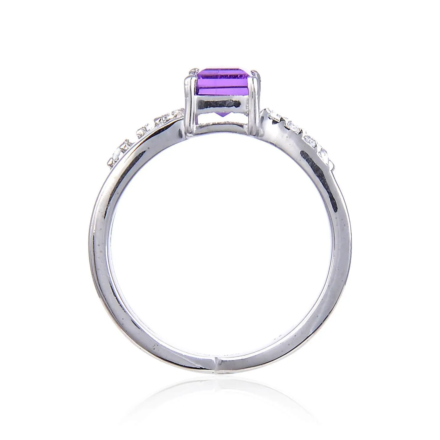 Amethyst Square Split Band Fashion Ring